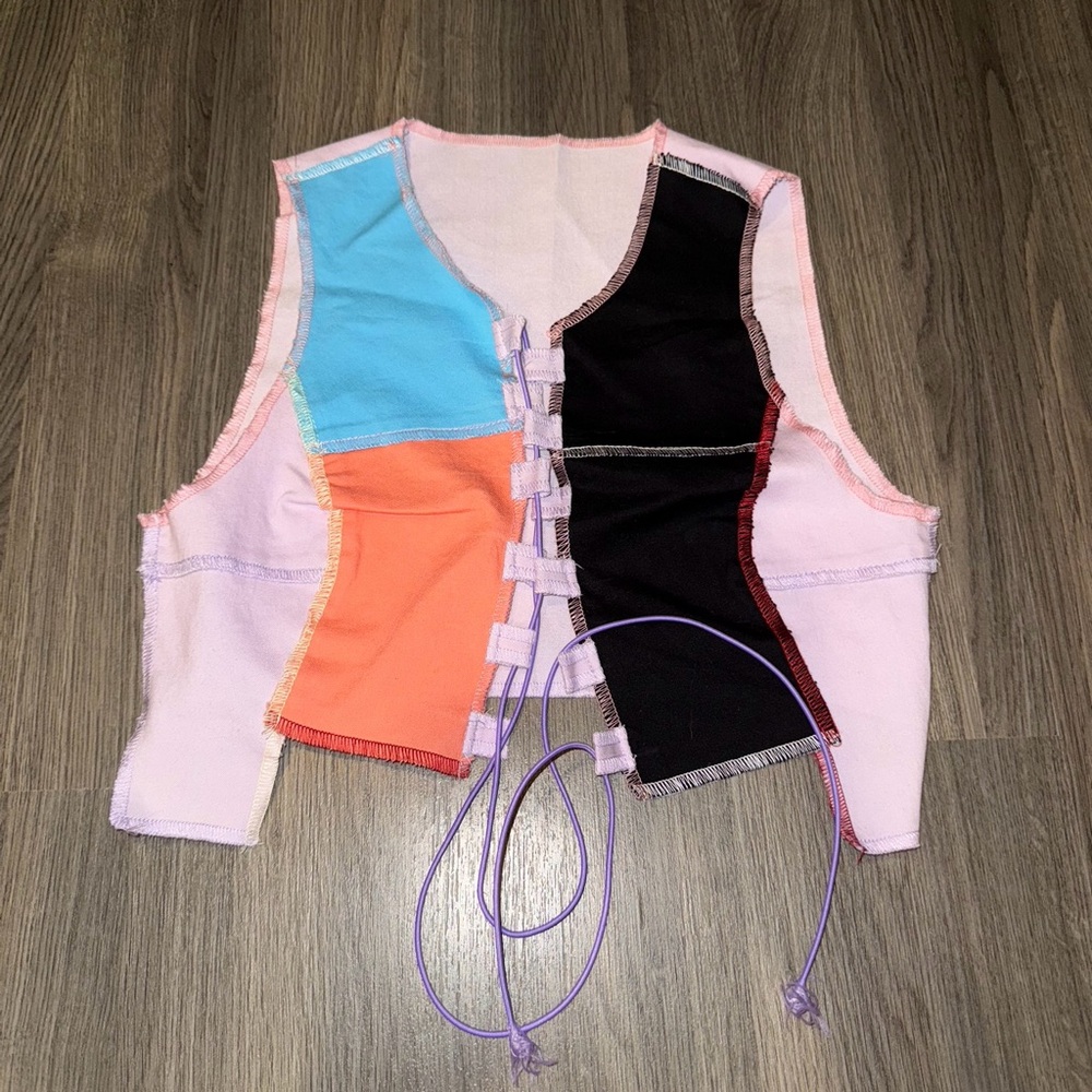 SHEIN Colorblock Patchwork Vest - Multicolor